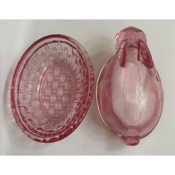 Vintage Pink Glass Candy Dish with Lid - Picture 6 of 7